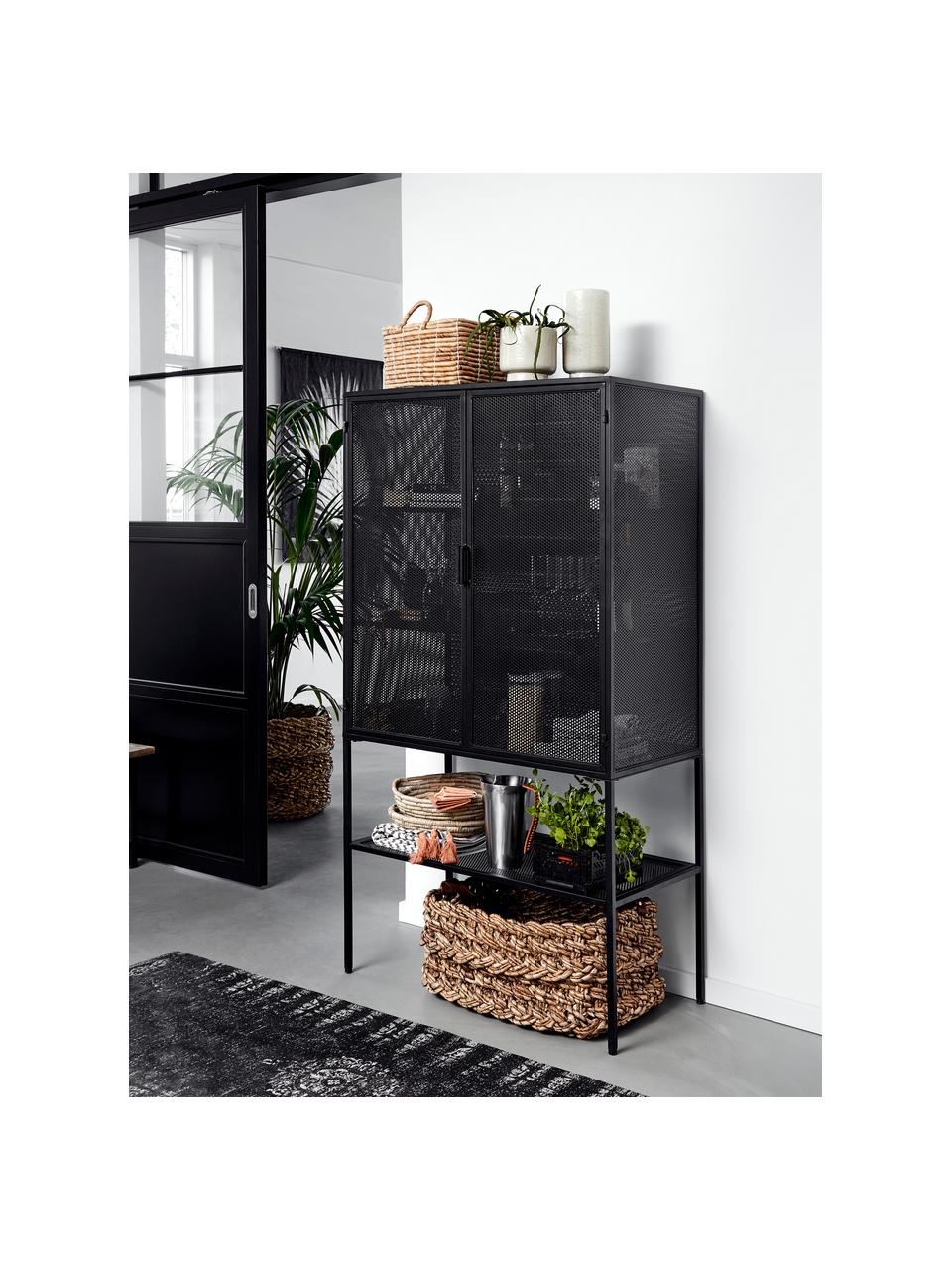 Vitrina de metal Wire, Metal con pintura en polvo, Negro, An 90 x Al 167 cm