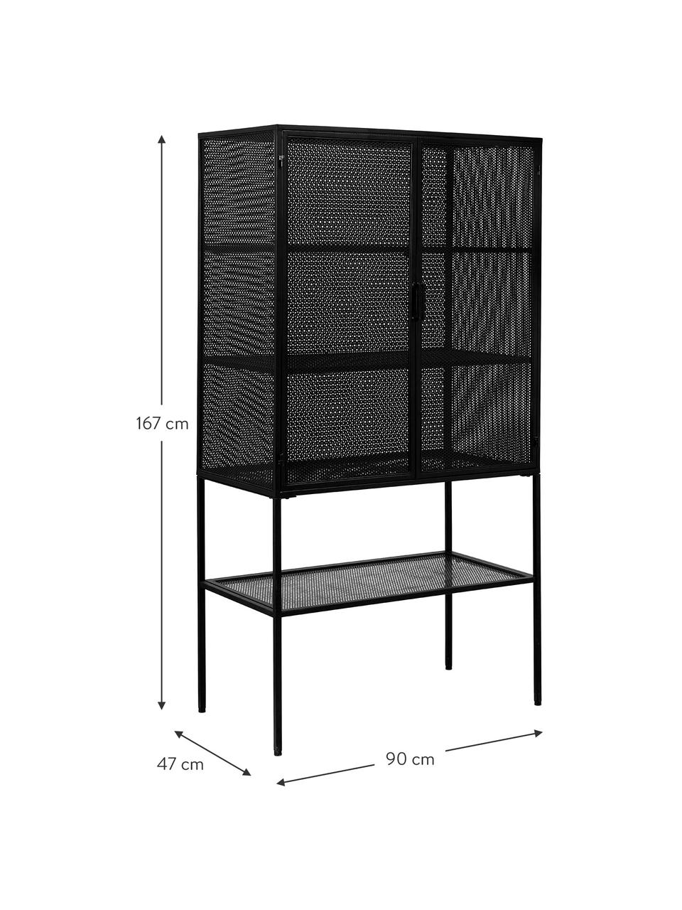 Armoire vitrée métal noir Wire, Noir