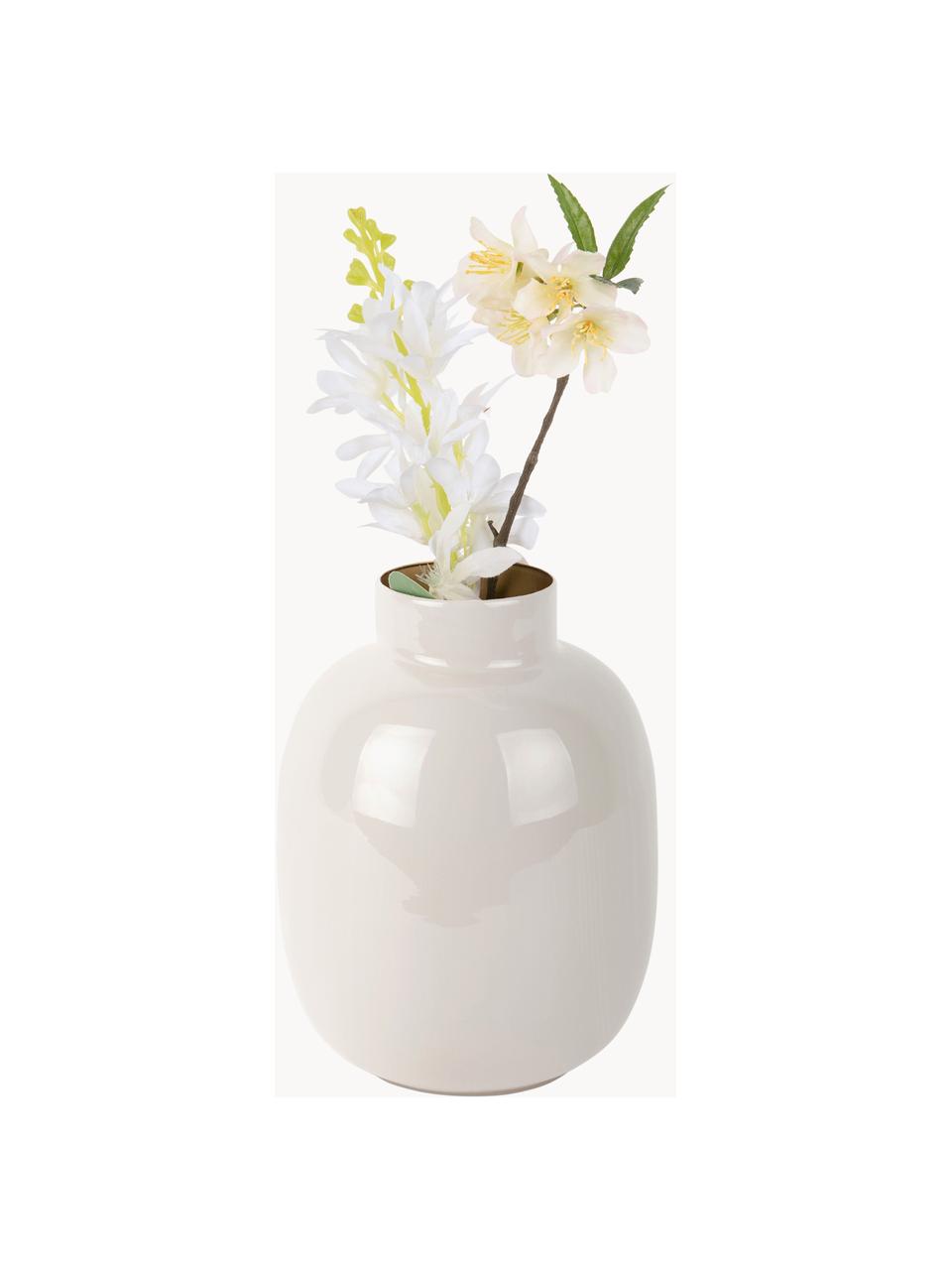 Vase Mila, haut. 29 cm, Métal, enduit, Blanc cassé, Ø 8 x haut. 29 cm