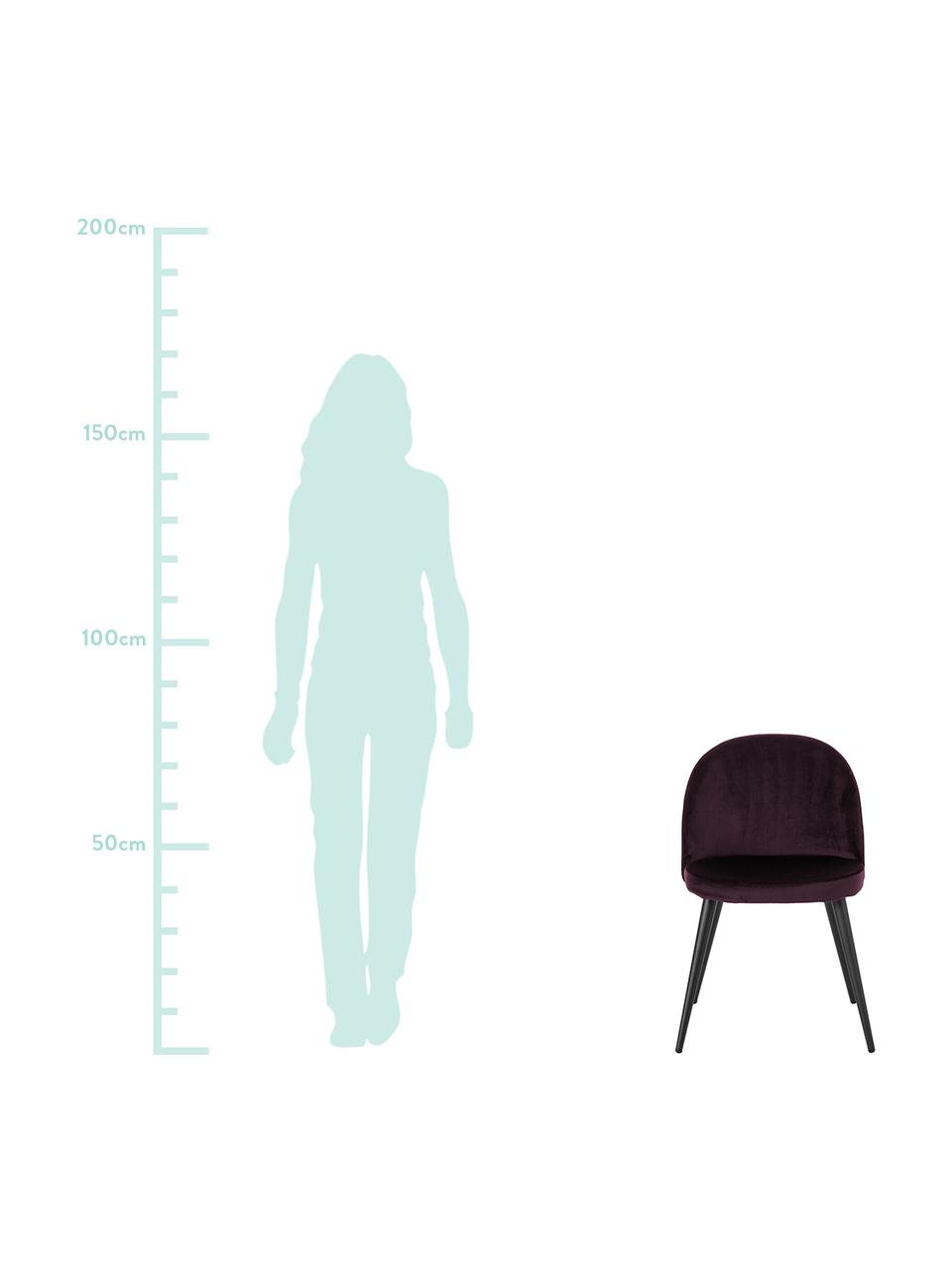 Moderná stolička so zamatovým čalúnením Amy, 2 ks, Bordová