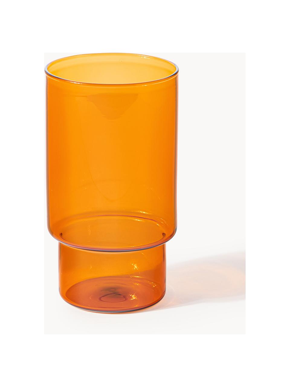 Mondgeblazen waterglazen Gustave, 4 stuks, Borosilicaatglas, Transparant, lichtgrijs, petrol, oranje, Ø 8 x H 14 cm, 450 ml