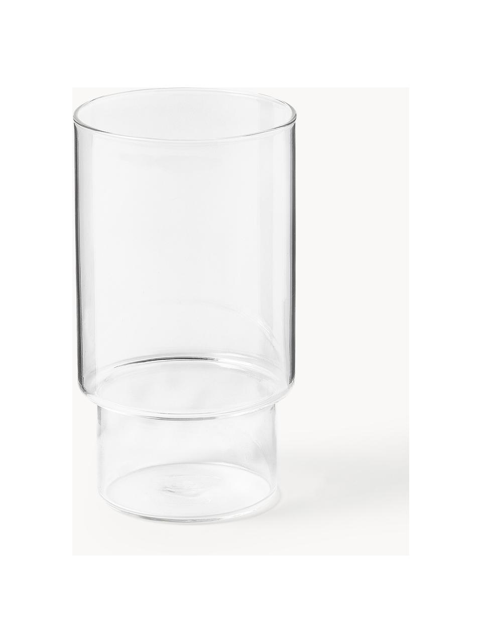Mundgeblasene Wassergläser Gustave, 4 Stück, Borosilikatglas, Transparent, Hellgrau, Petrol, Orange, Ø 8 x H 14 cm, 450 ml