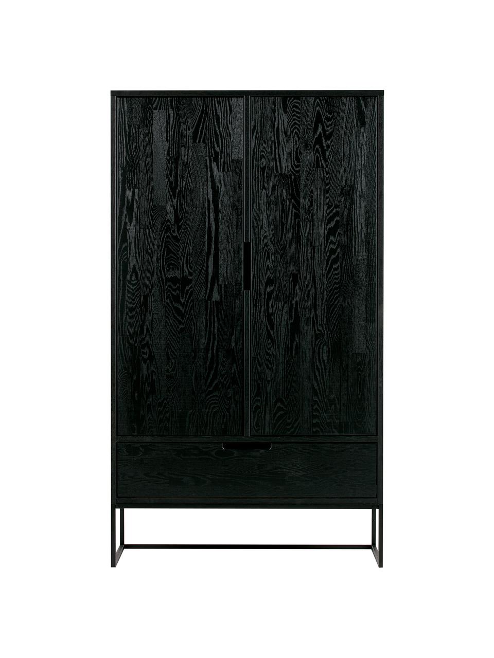 Credenza alta in legno nero Silas, Piedini: metallo laccato, Nero, Larg. 85 x Alt. 149 cm