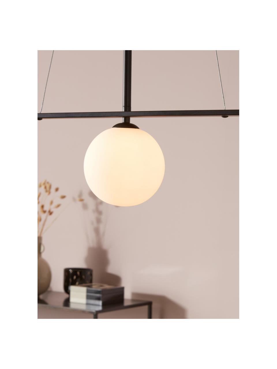 Grande suspension avec abat-jour en verre Pals, Noir