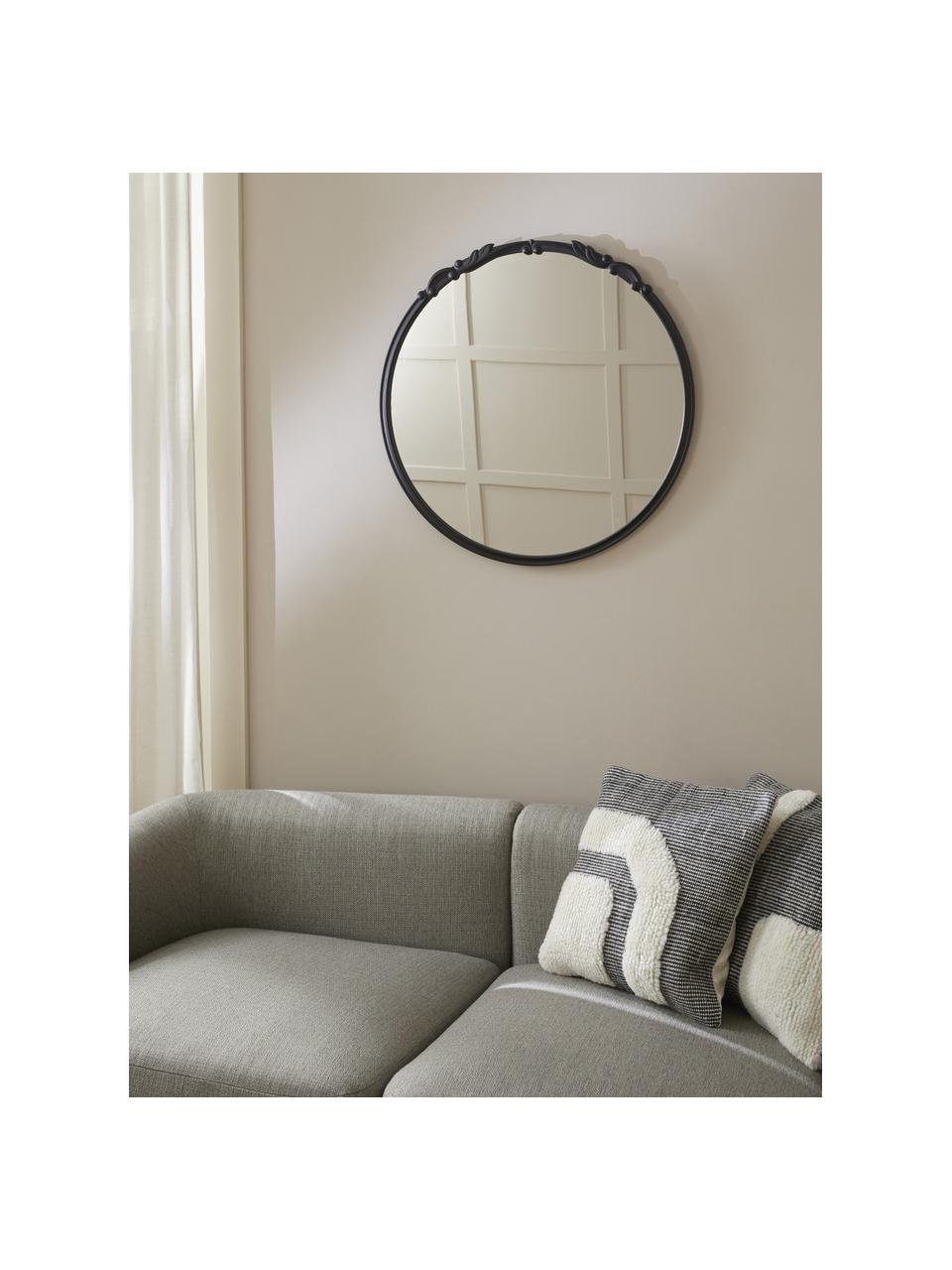 Miroir mural baroque rond Francesca, Noir, Ø 72 x prof. 2 cm