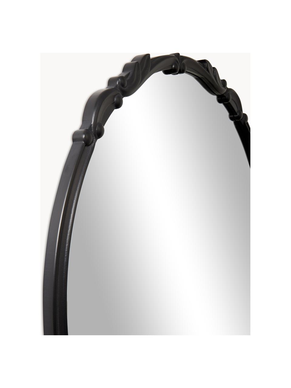 Okrągłe lustro ścienne z drewnianą ramą Francesca, Czarny, Ø 72 x G 2 cm