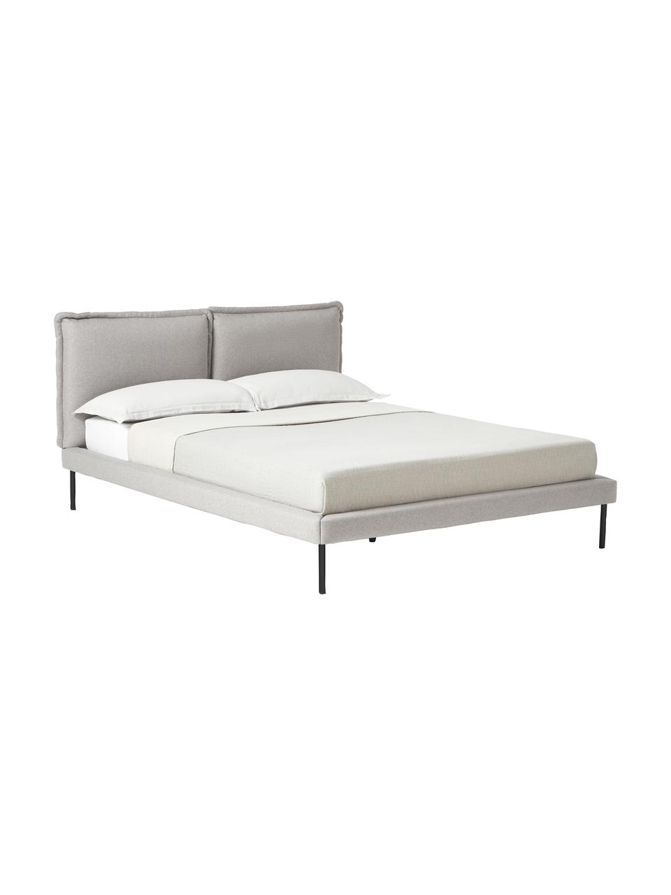 Lit matelassé Amelia, Tissu gris clair, larg. 140 x long. 200 cm