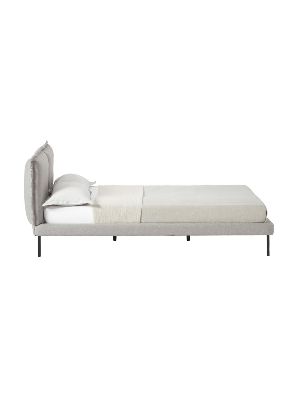 Gestoffeerd bed Amelia, Bekleding: 100 % polyester Met 40.00, Frame: multiplex, FSC-gecertific, Poten: hout, FSC-gecertificeerd,, Geweven stof lichtgrijs, B 140 x L 200 cm