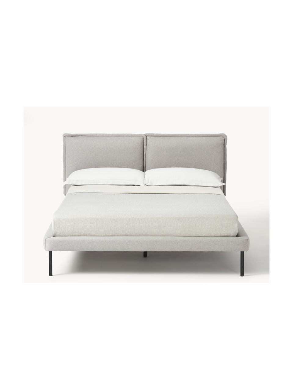 Gestoffeerd bed Amelia, Bekleding: 100% polyester Met 40.000, Frame: multiplex, Poten: hout, kunststof Dit produ, Geweven stof lichtgrijs, B 140 x L 200 cm