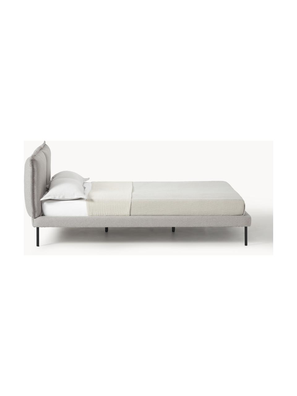 Cama tapizada Amelia, Tapizado: 100% poliéster Alta resis, Estructura: madera contrachapada, Patas: madera, plástico Este pro, Tejido gris claro, An 140 x L 200 cm