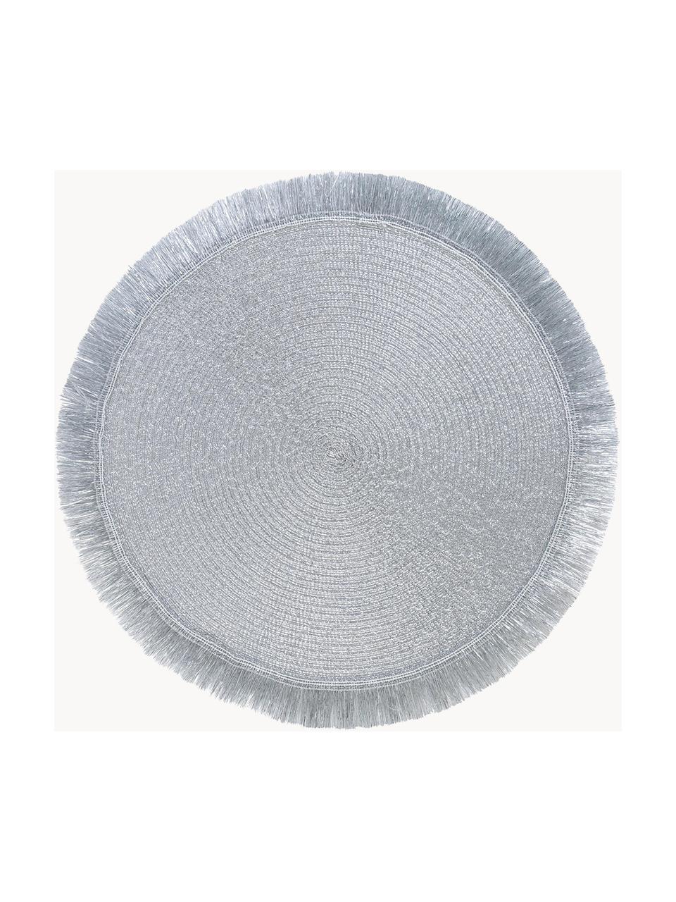 Sets de table rond Linda, 6 pièces, Plastique, Couleur argentée, Ø 38 cm