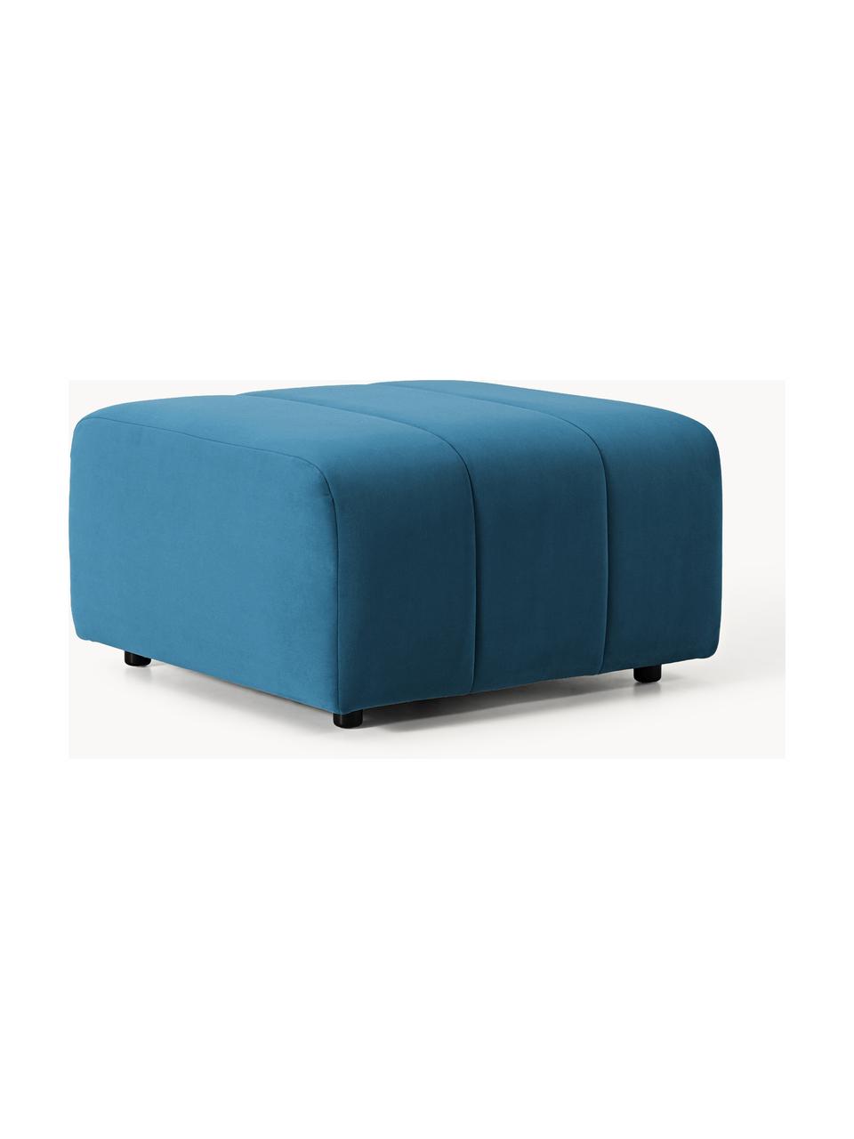 Pouf en velours Lena, Velours bleu pétrole, larg. 78 x prof. 75 cm