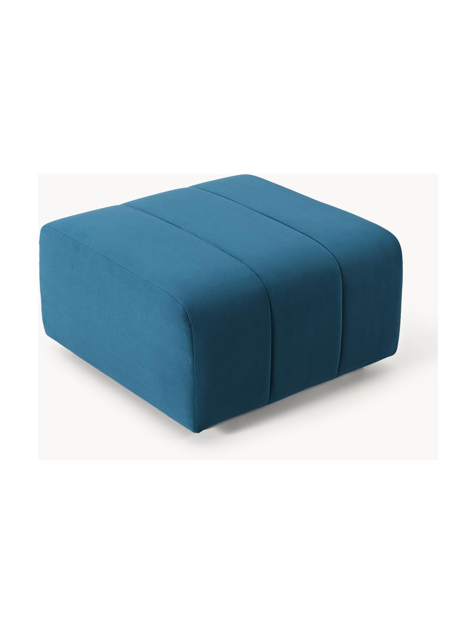 Pouf en velours Lena, Velours bleu pétrole, larg. 78 x prof. 75 cm