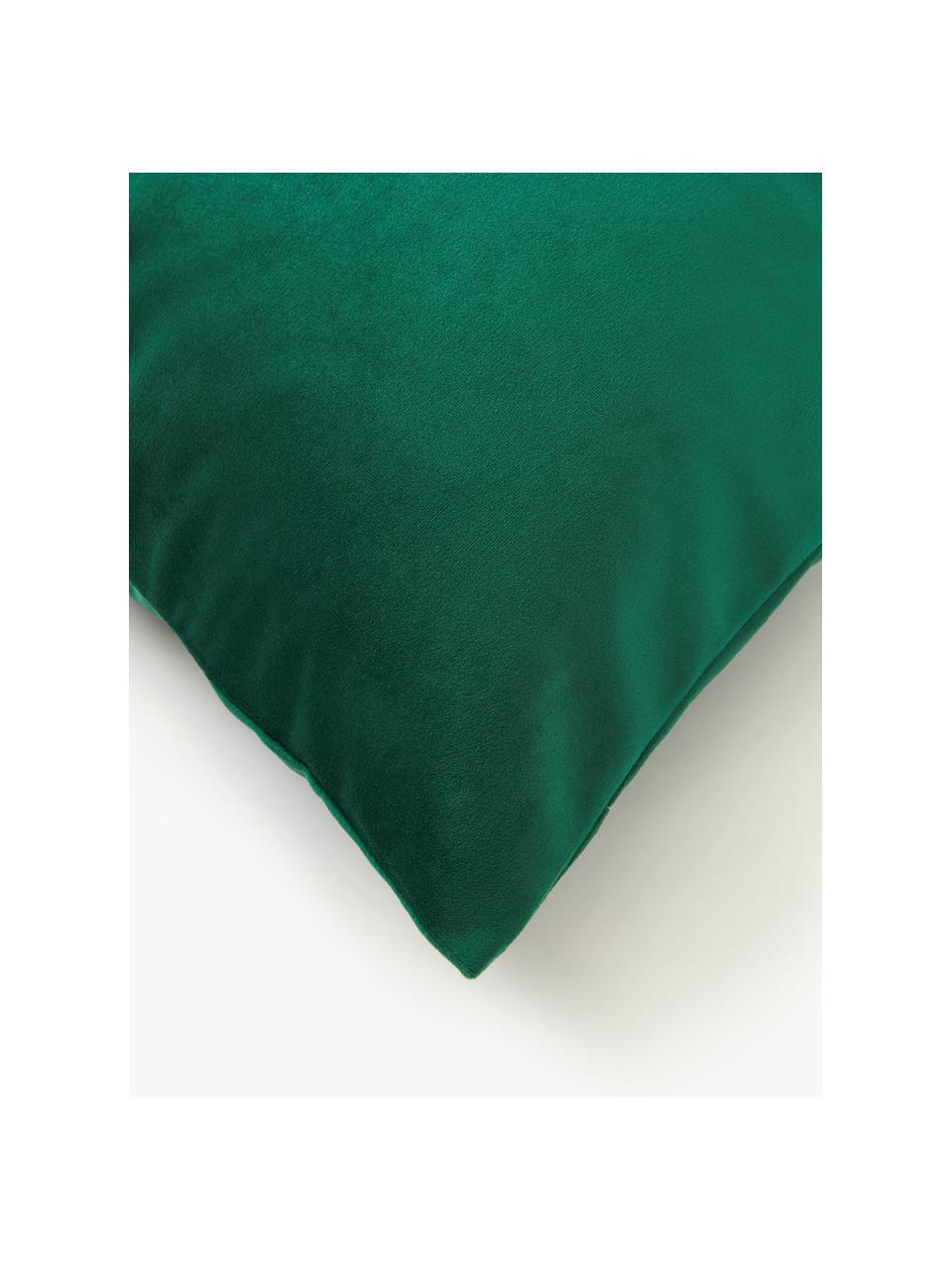 Funda de cojín de terciopelo bordada Legong, 100% terciopelo de poliéster, Verde oscuro, dorado, An 45 x L 45 cm