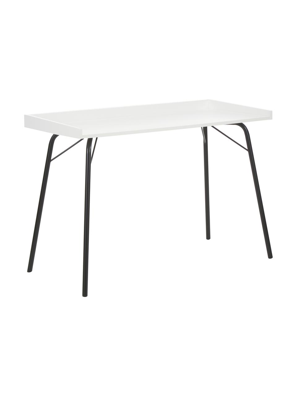 Scrivania con piano bianco Rayburn, Struttura: metallo verniciato a polv, Bianco, Larg. 115 x Prof. 52 cm