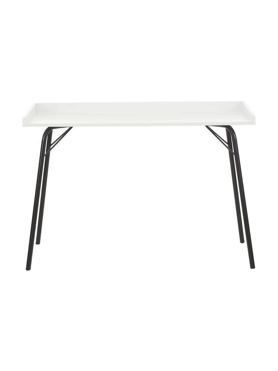 Bureau avec plateau blanc Rayburn, Blanc, larg. 115 x prof. 52 cm