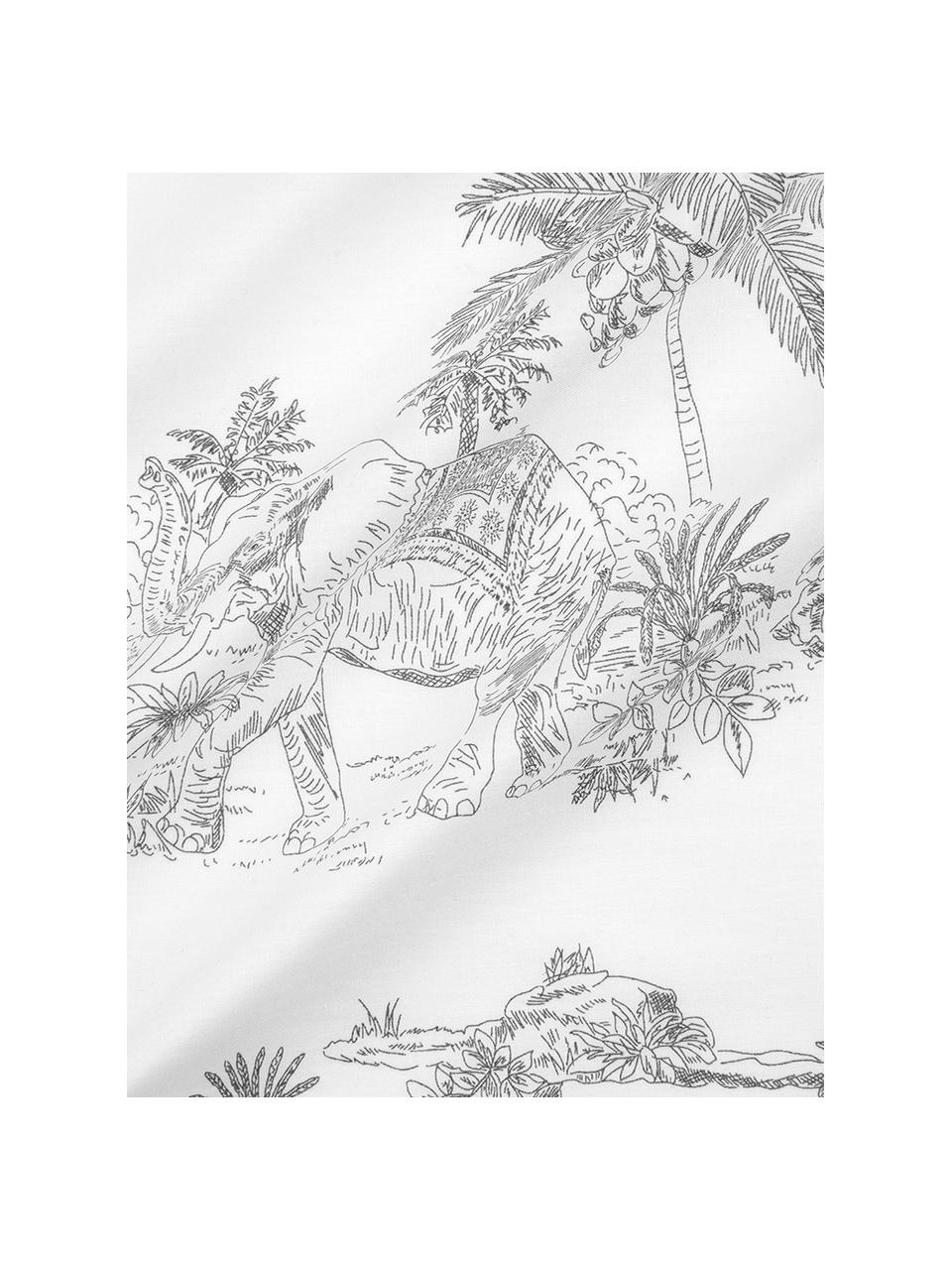 Baumwollperkal-Kissenbezüge Forest mit gezeichnetem Print, 2 Stück, Webart: Perkal Fadendichte 180 TC, Weiß, Grau, 40 x 80 cm