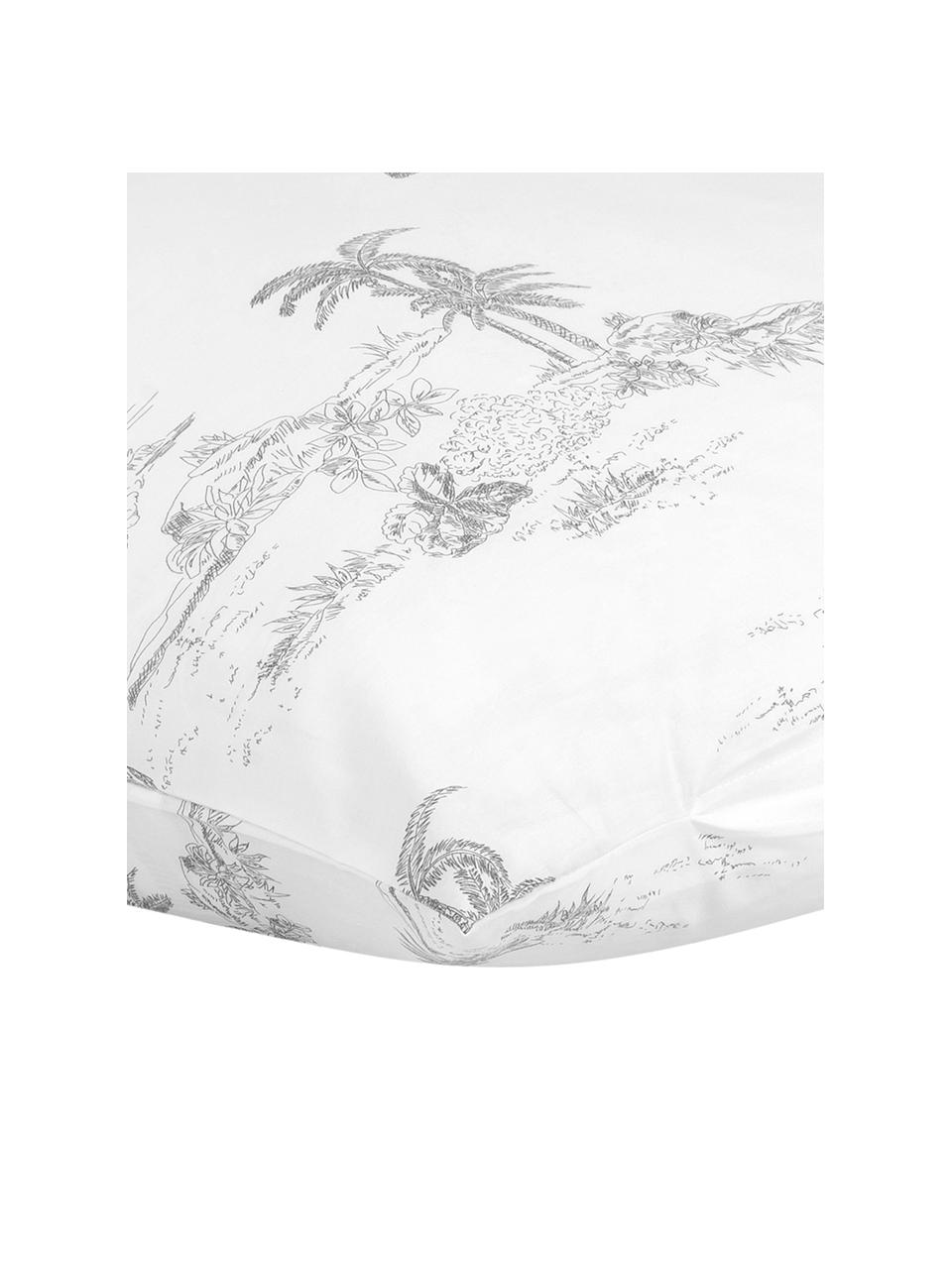 Poszewka na poduszkę z perkalu Forest, 2 szt., Biały, szary, S 40 x D 80 cm