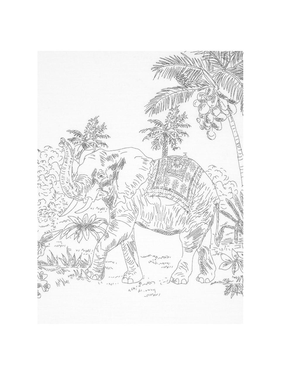 Baumwollperkal-Kissenbezüge Forest mit gezeichnetem Print, 2 Stück, Webart: Perkal Fadendichte 180 TC, Weiss, Grau, 40 x 80 cm