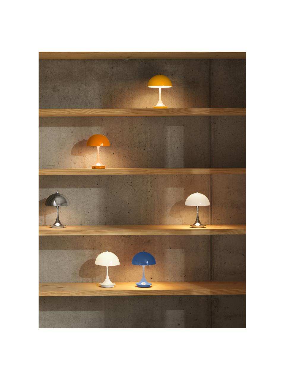 Mobile dimmbare LED-Tischlampe Panthella, H 24 cm, Kunststoff, Kunststoff Hellbeige, Silberfarben, Ø 16 x H 24 cm