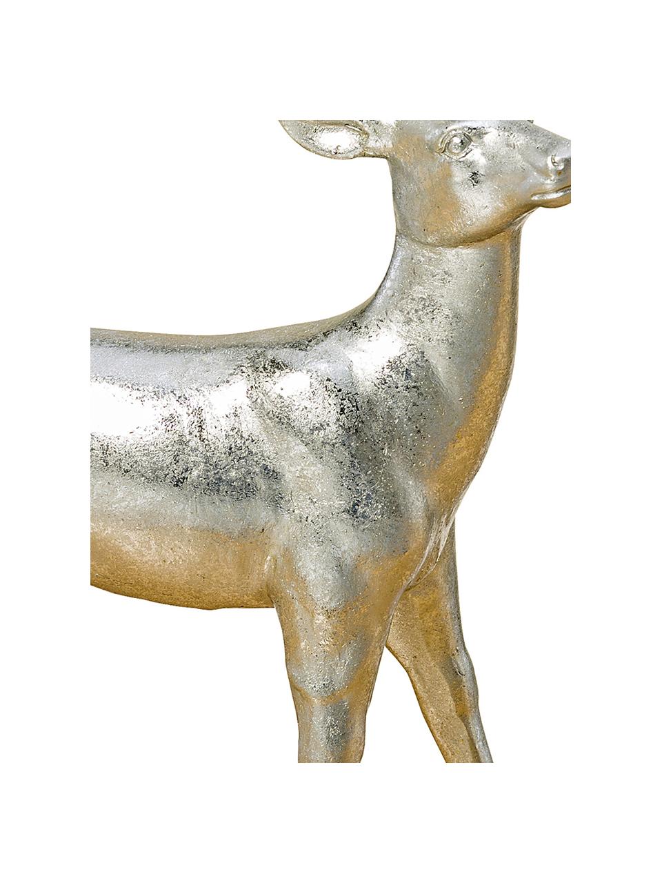 Decoratieve herten Tobin in zilver, 2 stuks, Kunststof, Goudkleurig, B 16 cm x H 22 cm