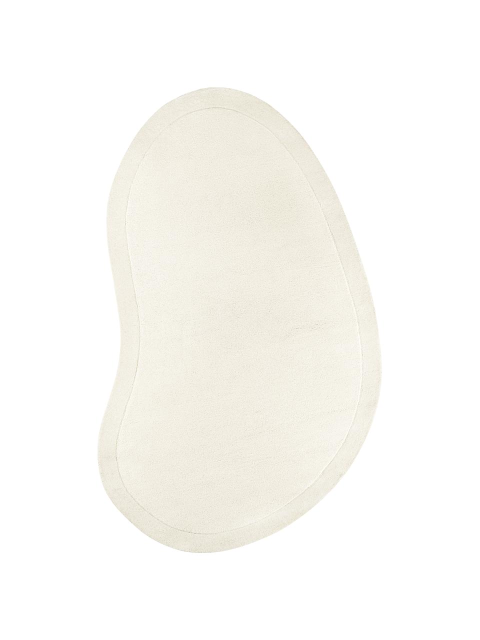 Tappeto in lana bianco crema taftato a mano dalla forma organica Kadey, Retro: 100% cotone Nel caso dei , Bianco crema, Larg. 120 x Lung. 180 cm (taglia S)