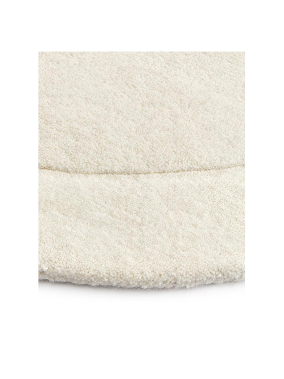 Tappeto in lana bianco crema taftato a mano dalla forma organica Kadey, Retro: 100% cotone Nel caso dei , Bianco crema, Larg. 150 x Lung. 230 cm (taglia M)