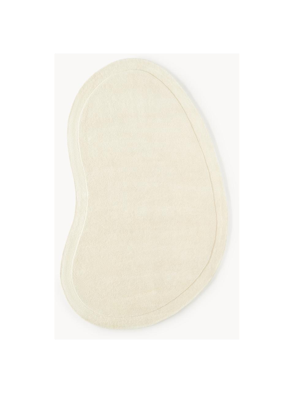 Tapis en laine de forme organique tufté main Kadey, Blanc crème, larg. 120 x long. 180 cm (taille S)