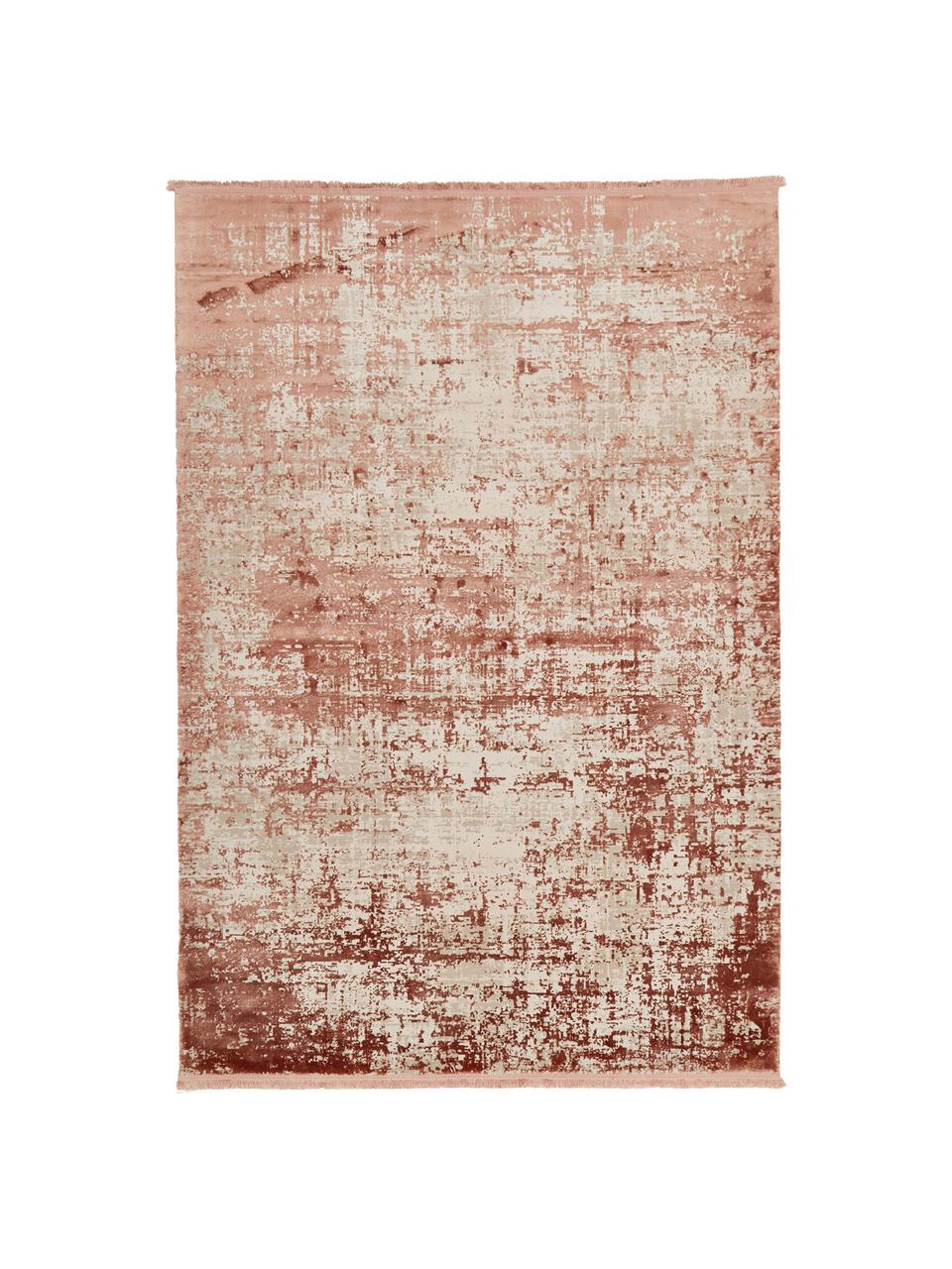 Schimmernder Teppich Cordoba mit Fransen, Vintage Style, Flor: 70% Acryl, 30% Viskose, Terrakotta, Beige, B 80 x L 150 cm (Größe XS)