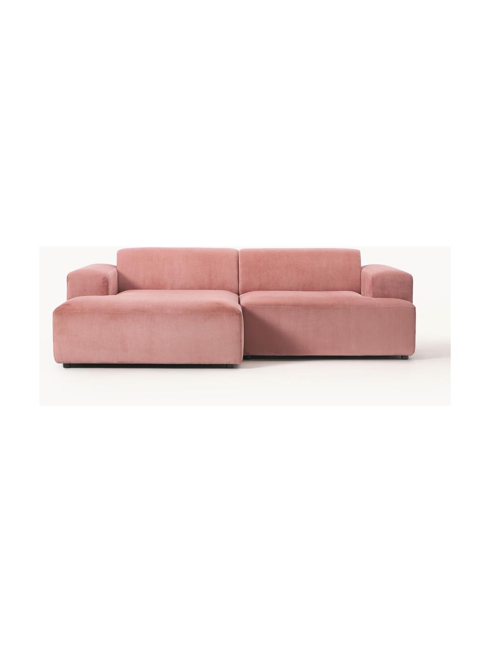 Cord-Ecksofa Melva (3-Sitzer), Bezug: Cord (92% Polyester, 8% P, Gestell: Massives Kiefernholz, Spa, Füße: Kunststoff Dieses Produkt, Cord Altrosa, B 238 x T 143 cm, Eckteil links