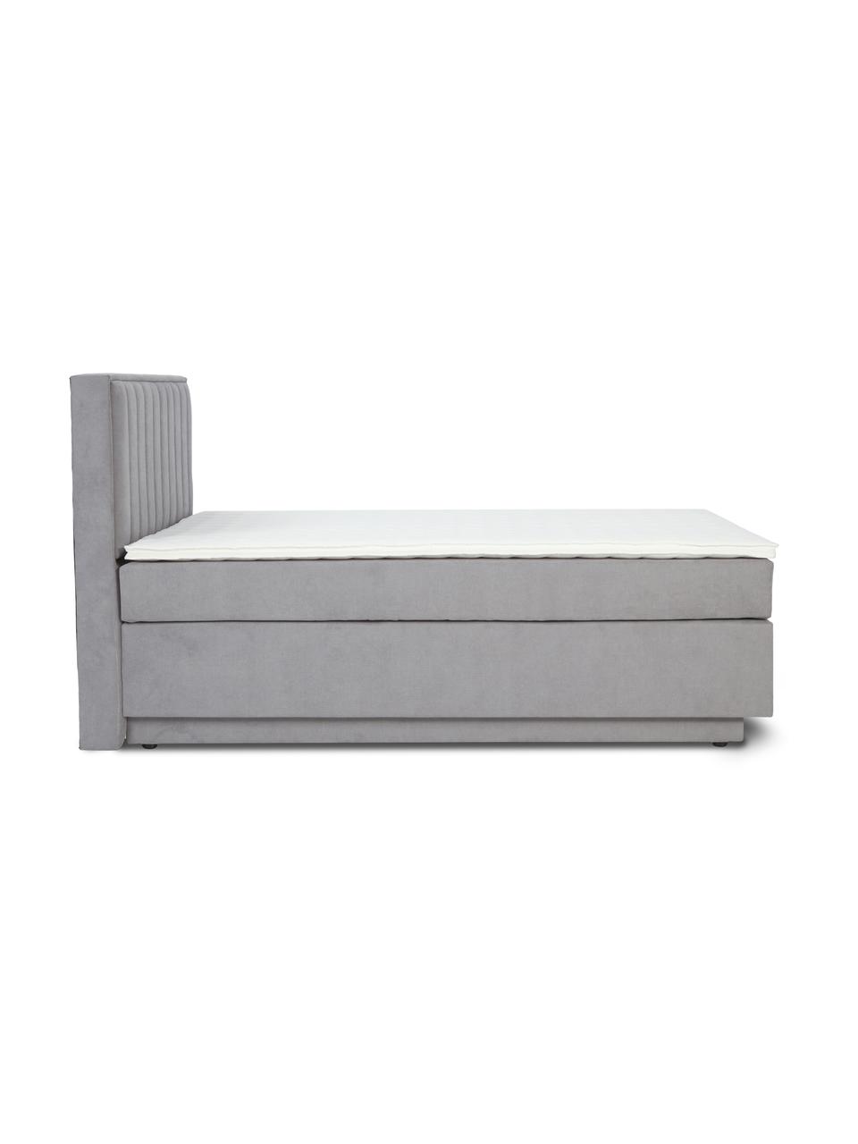Kontinentální postel s úložným prostorem Livia, Světle šedá, Š 180 x D 200 cm, stupeň tvrdosti 3