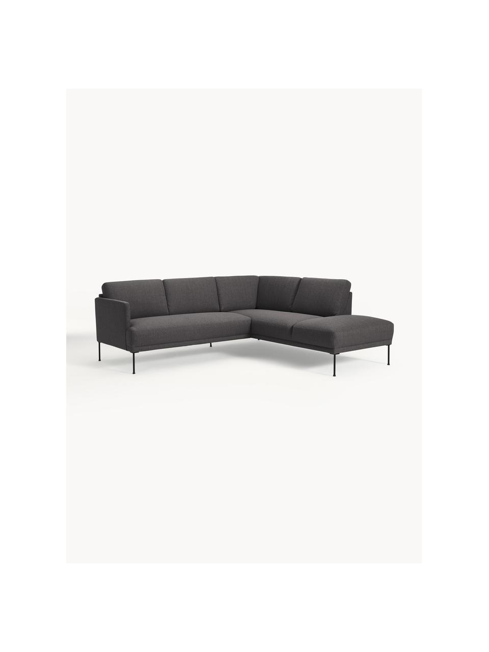 Ecksofa Fluente, Bezug: 100 % Polyester Der hochw, Gestell: Massives Kiefernholz, Füße: Metall, pulverbeschichtet, Webstoff Anthrazit, B 221 x T 200 cm, Eckteil links