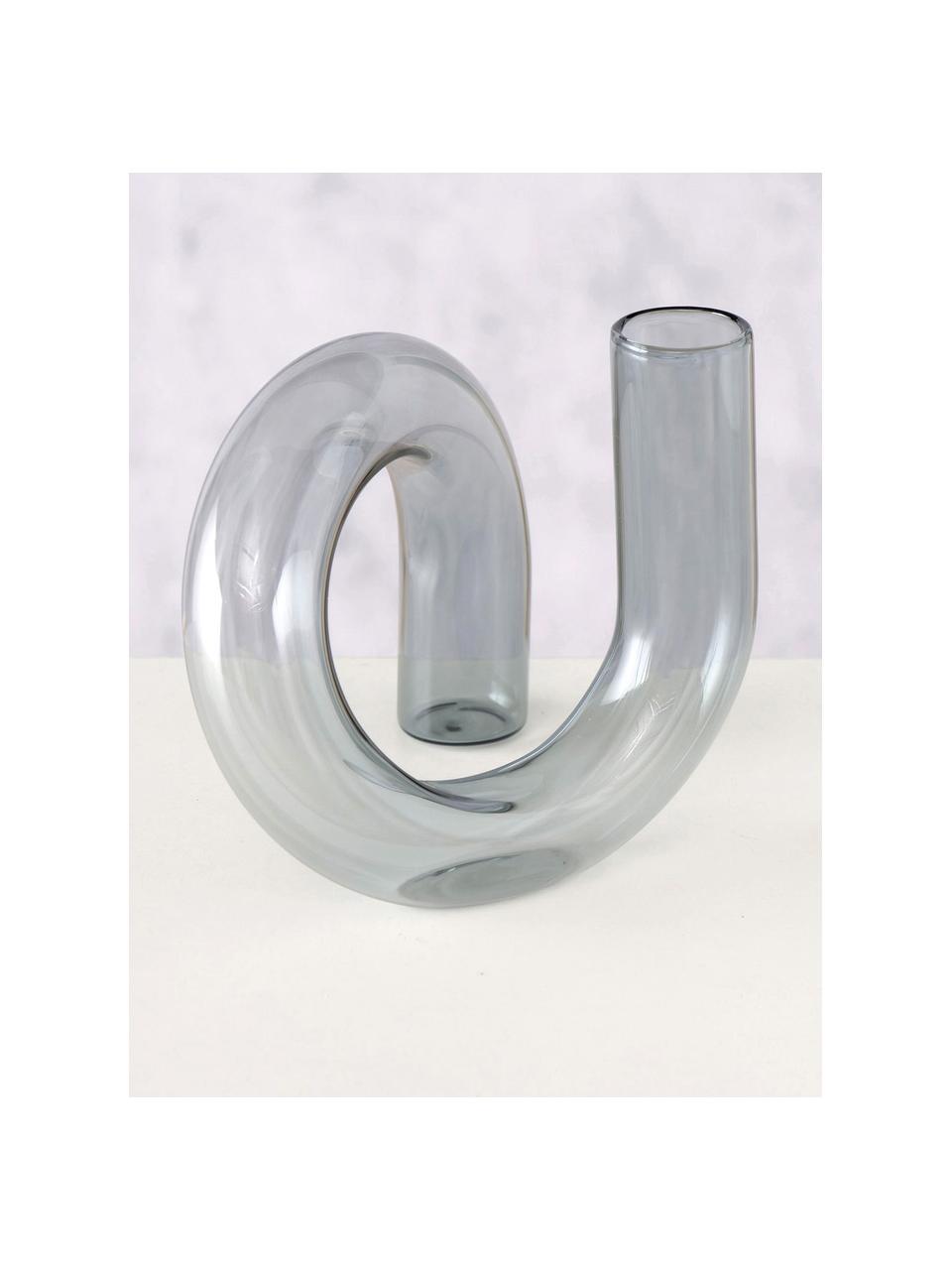 Dizajnová sklenená váza Circlein, Sklo, Sivá, Š 16 x V 14 cm