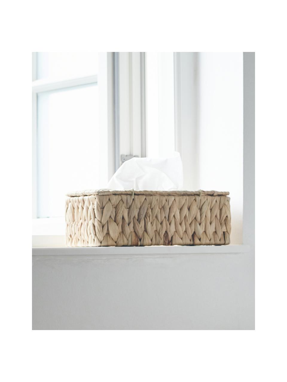 Taschentücherspender Cleana aus Naturfaser, Wasserhyanzinthe, Braun, B 27 x T 14 cm