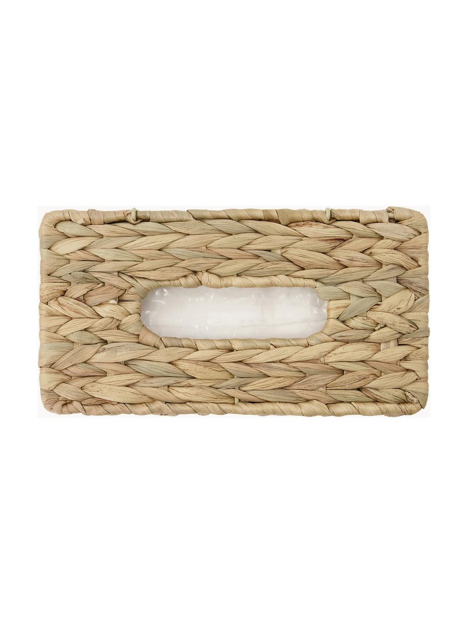 Caja de pañuelos de fibras naturales Cleana, Jacintos de agua, Beige, L 27 x An 14 cm