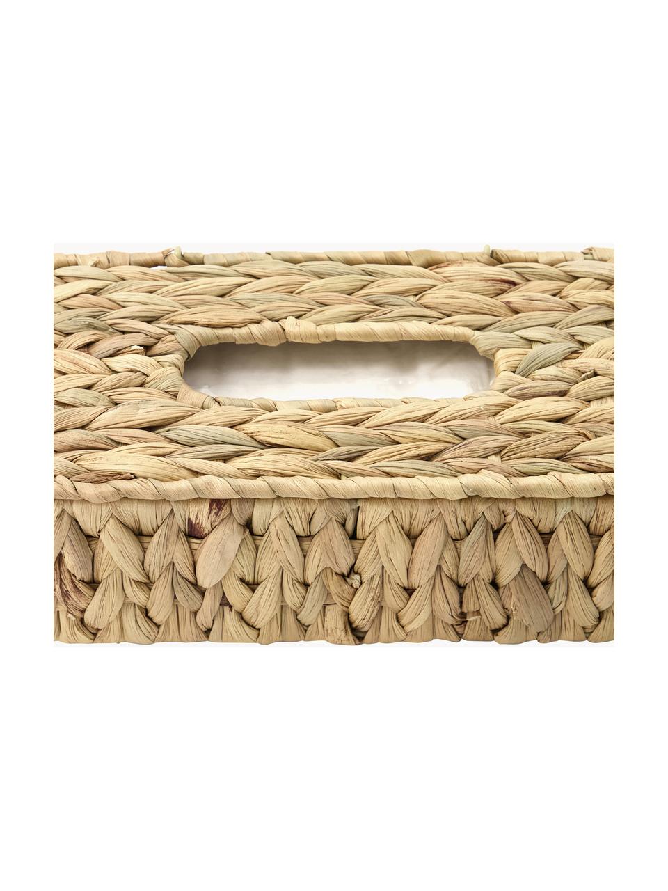 Caja de pañuelos de fibras naturales Cleana, Jacintos de agua, Beige, L 27 x An 14 cm