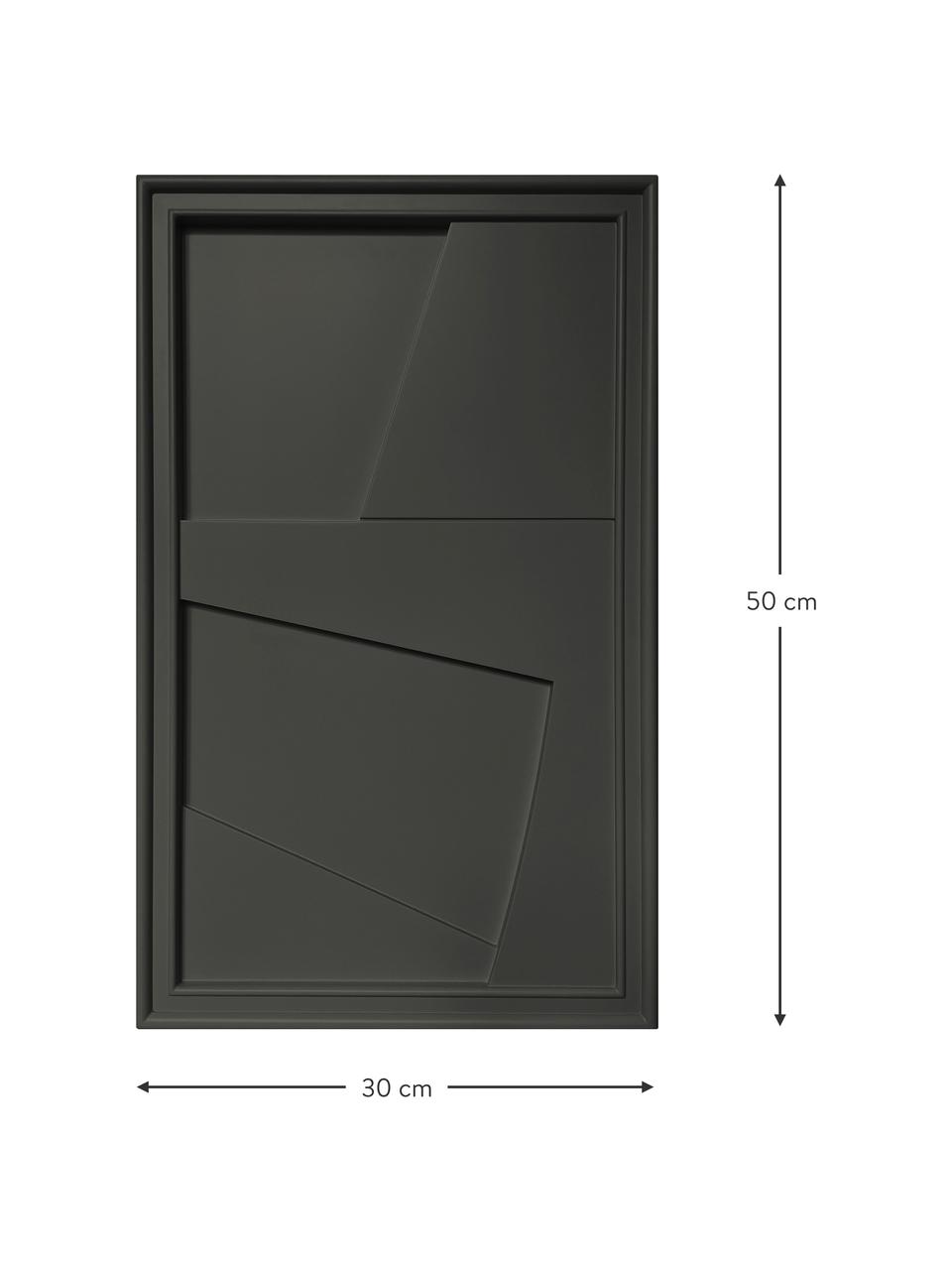 Decoración de pared artesanal Edge, Estructura: madera con acabado satina, Tablero: fibra de densidad media (, Negro, An 30 x Al 50 cm