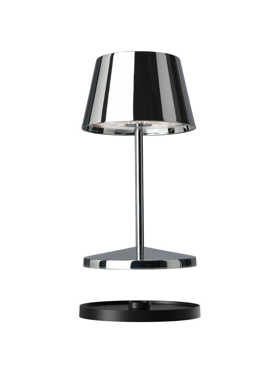Mobiele outdoor LED lamp Seoul, dimbaar, Lamp: gecoat aluminium, Glanzend zilverkleurig, Ø 11 x H 20 cm