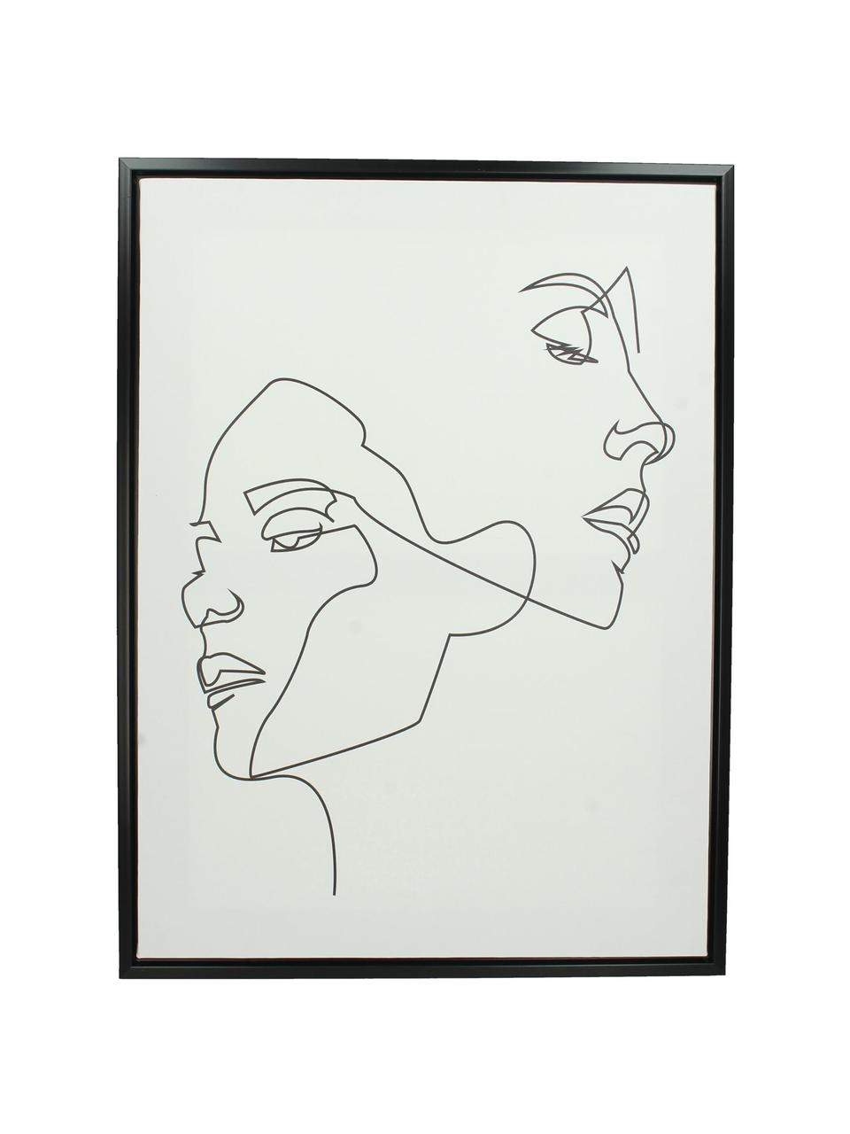 Impression sur toile encadrée Opal, Blanc, noir, larg. 45 x haut. 60 cm