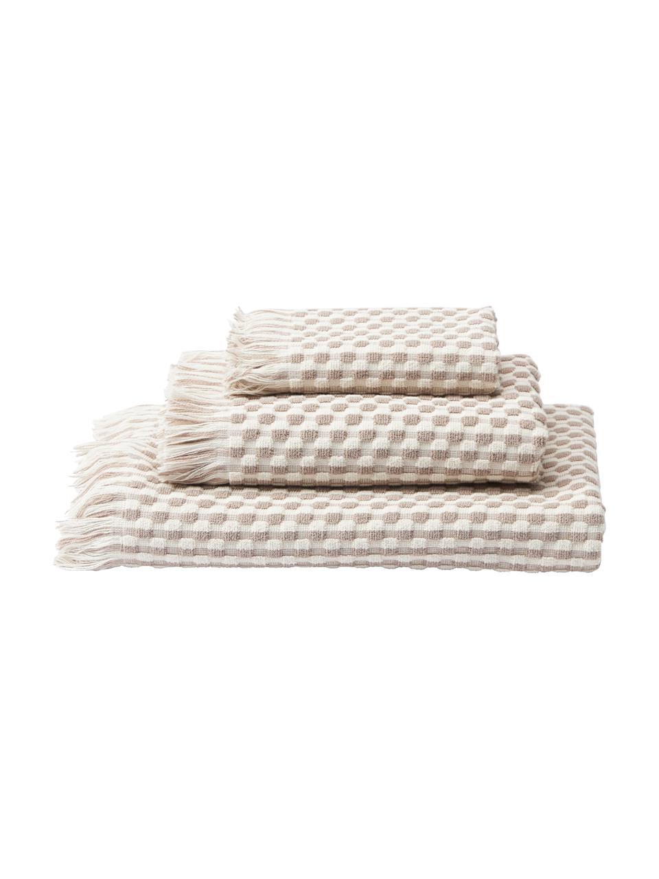 Komplet ręczników Juniper, 3 elem., Złamana biel, beżowy, Komplet z różnymi rozmiarami