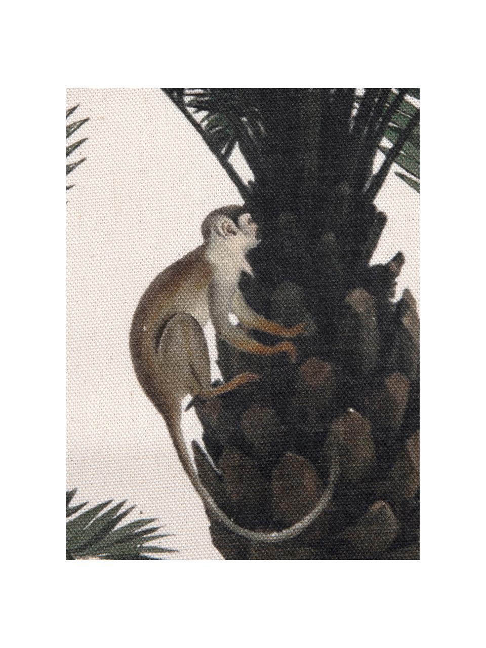 Kissenhülle Balu mit Palmenprint, 100% Baumwolle, Ecru, Grün, B 40 x L 40 cm