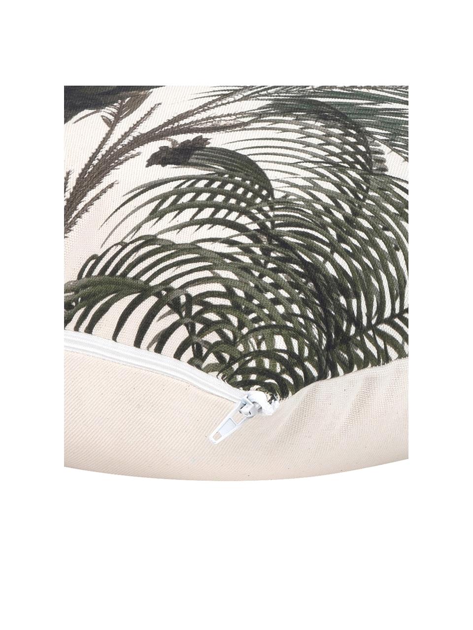 Kussenhoes Balu met palmenprint, 100% katoen, Ecru, groen, B 40 x L 40 cm