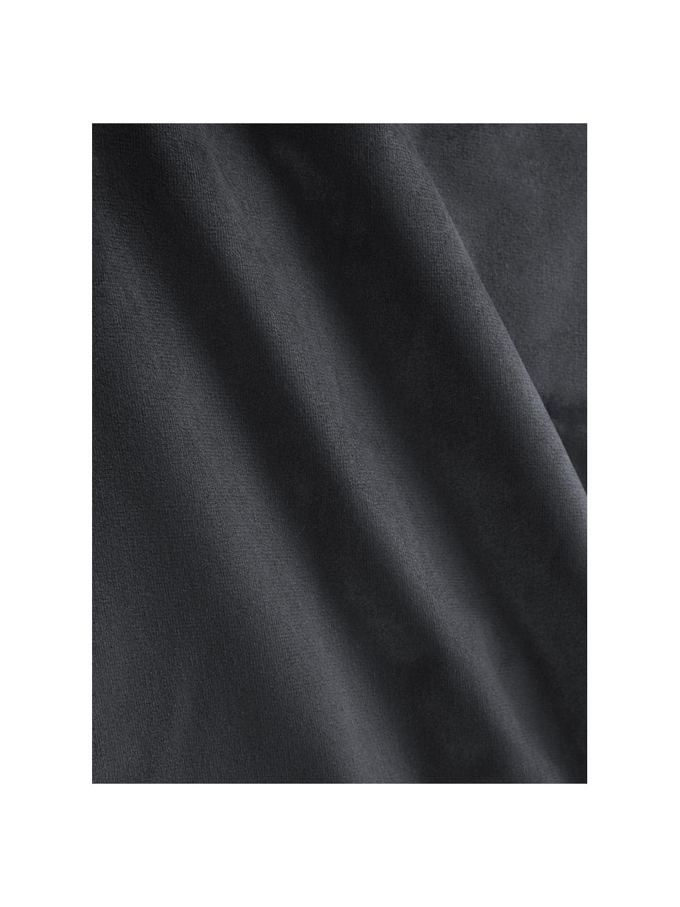 Federa arredo in velluto ricamata Caja, Velluto di poliestere, Grigio scuro, Larg. 30 x Lung. 50 cm