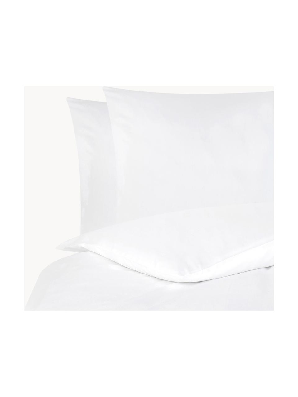 Parure copripiumino in raso di cotone Comfort, Bianco, 255 x 200 cm + 2 federe 50 x 80 cm