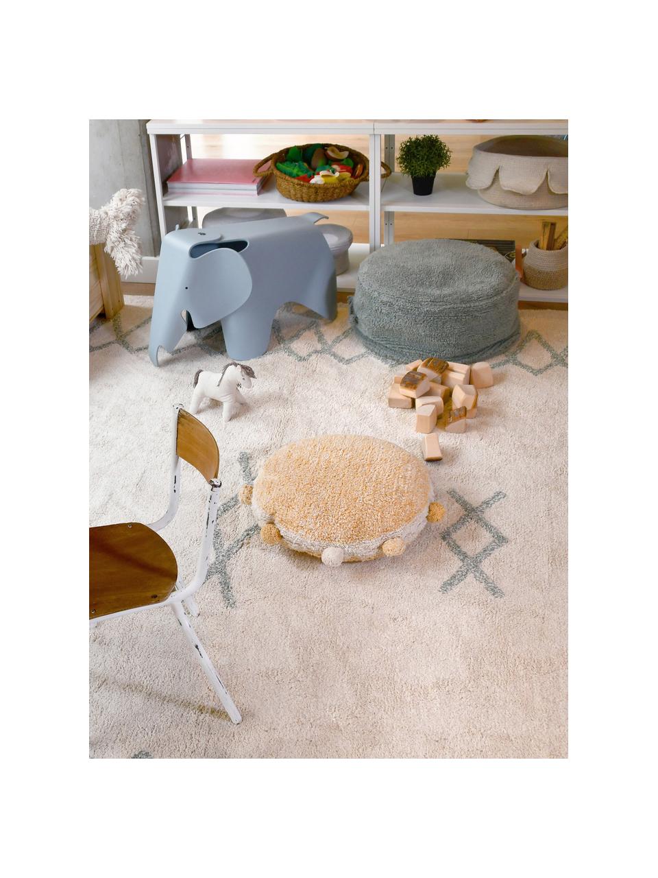 Handgemaakte kinderpoef Chill, Blauw, Ø 50 x H 20 cm