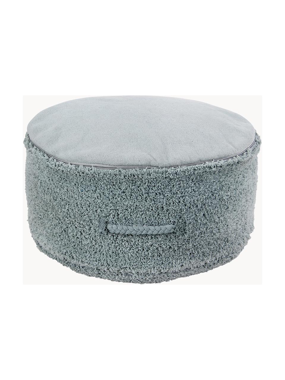 Handgefertigter Kinder-Pouf Chil, Bezug: 97 % Baumwolle, 3 % ander, Webstoff Graublau, Ø 50 x H 20 cm