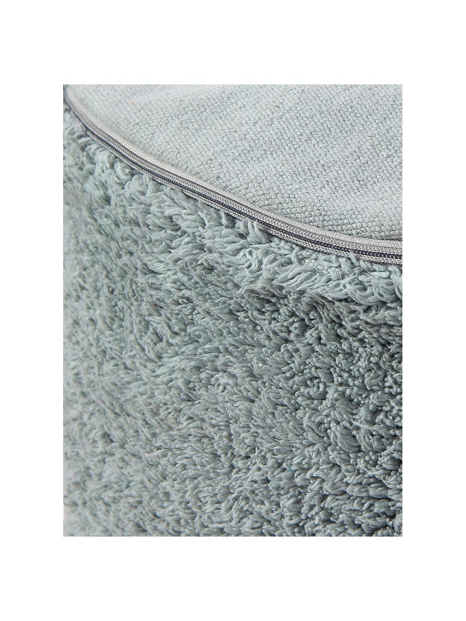 Handgemaakte kinderpoef Chill, Geweven stof grijsblauw, Ø 50 x H 20 cm