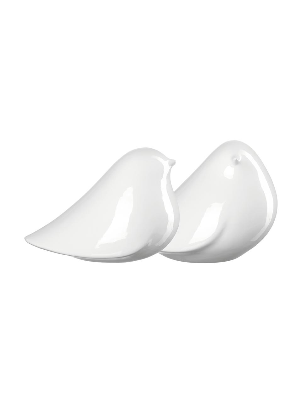 Oiseaux décoratifs en porcelaine Alassio, 2 élém., Porcelaine, Blanc, larg. 16 x haut. 11 cm