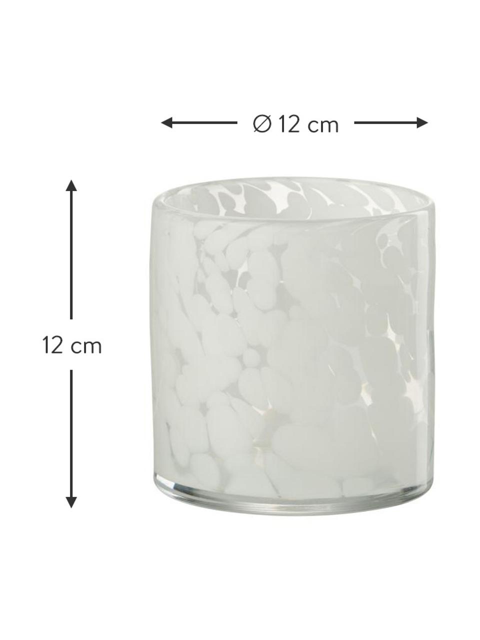 Svícen na čajovou svíčku se skvrnami Hurricane, Sklo, Bílá, transparentní, Ø 12 cm, V 12 cm