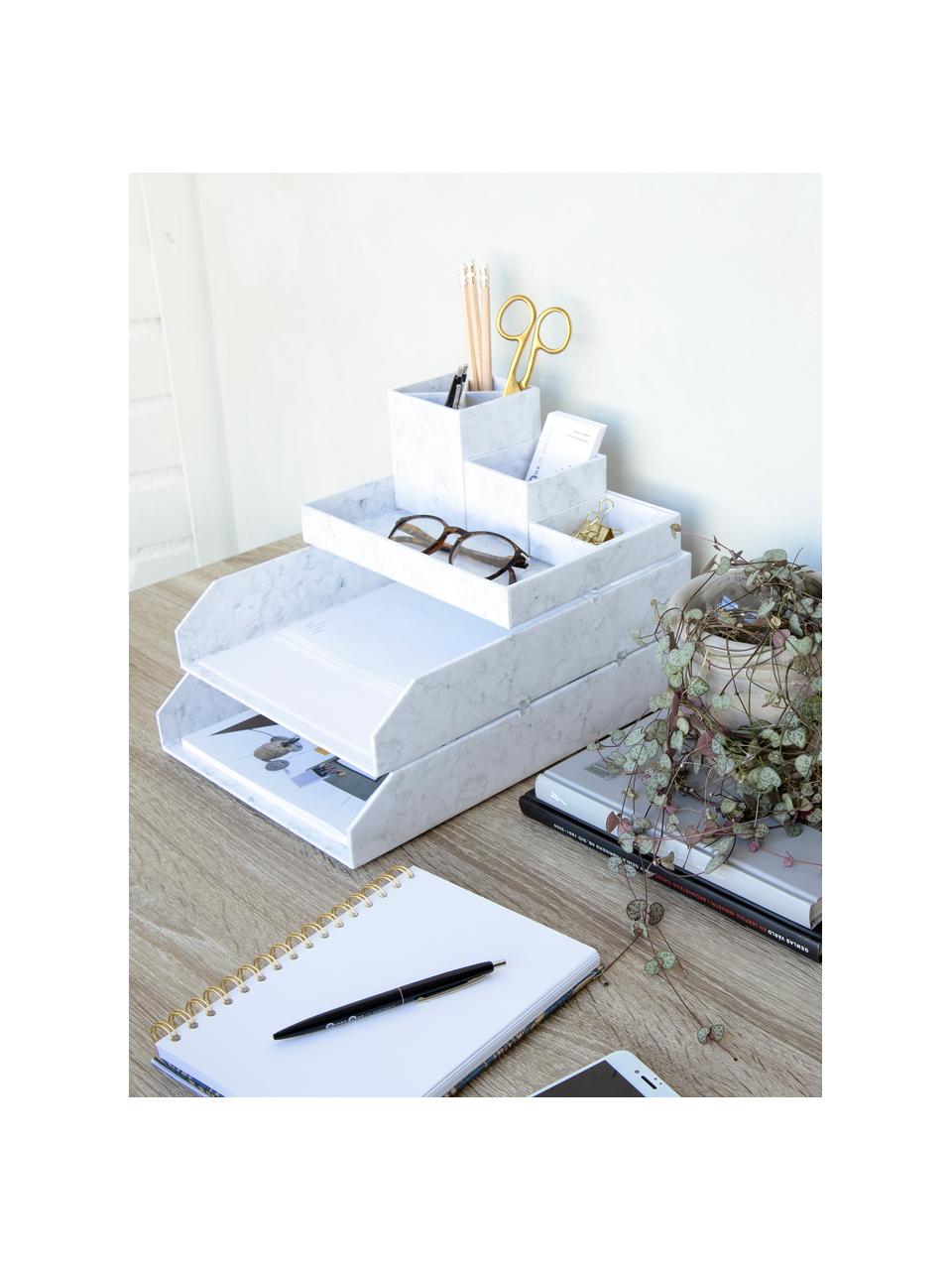 Organizer documenti Hakan 2 pz, Cartone solido laminato, Bianco marmorizzato, Larg. 23 x Prof. 31 cm